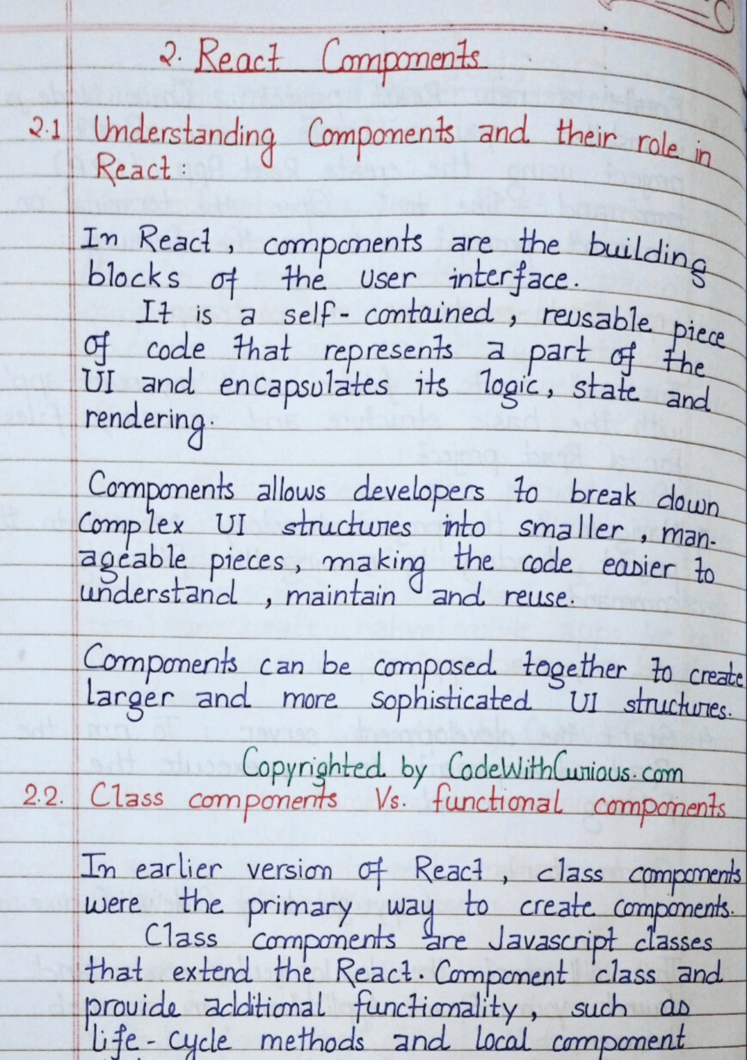 React.JS Handwritten Notes - CodewithCurious