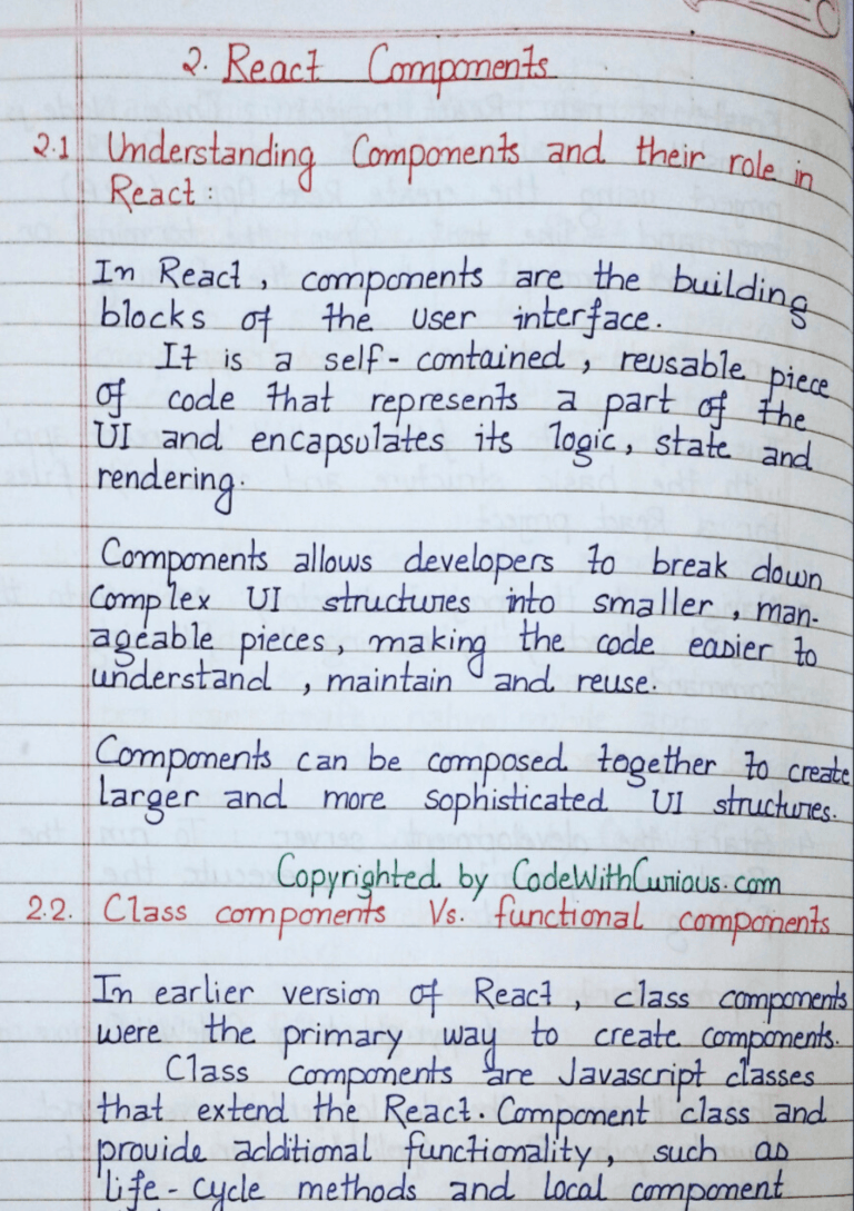 React.JS Handwritten Notes - CodewithCurious