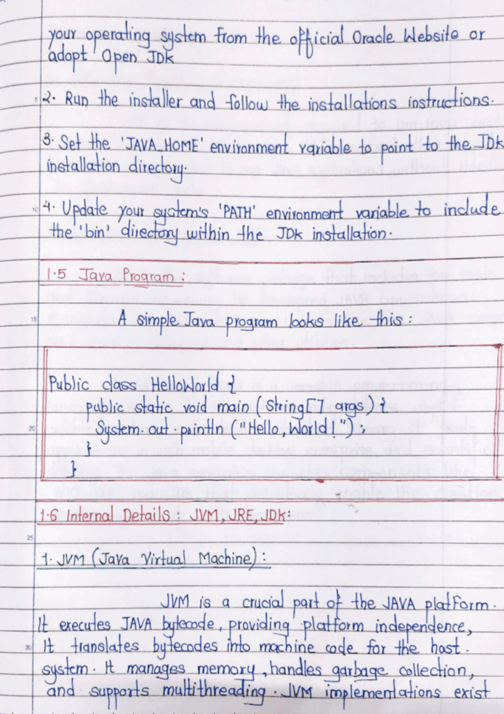Java Handwritten Notes - CodewithCurious