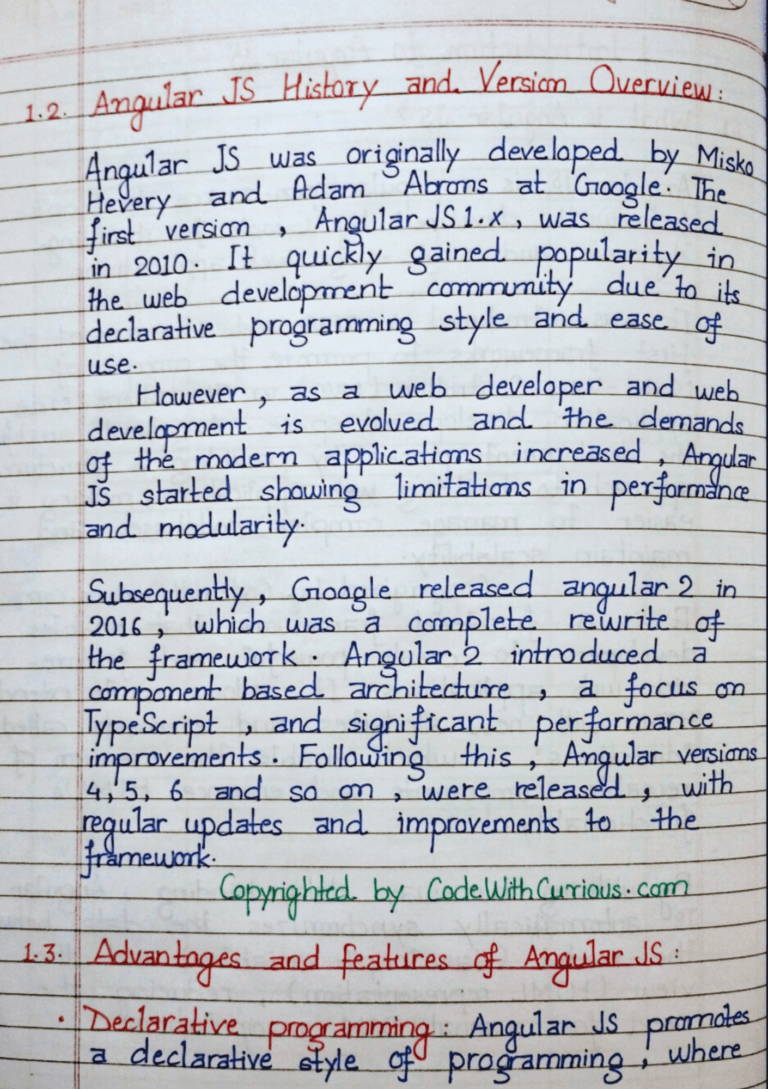 Angular.Js Handwritten Notes - CodewithCurious