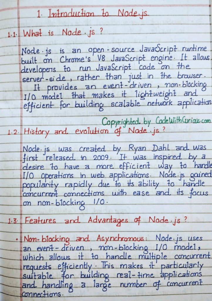 Node.js Handwritten Notes - CodewithCurious